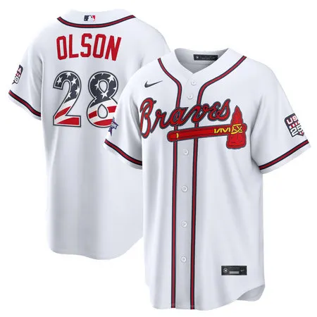 Youth Atlanta Braves #28 Matt Olson Nike White 2026 All-Star Edition Stars & Stripes Stadium Jersey