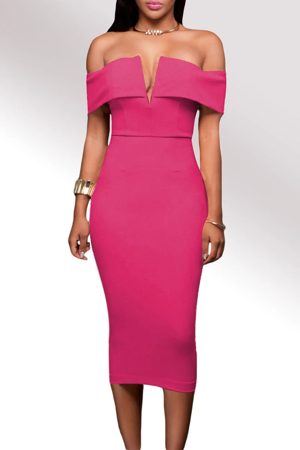 Rose Off-the-shoulder Midi Dress | IFYHOME