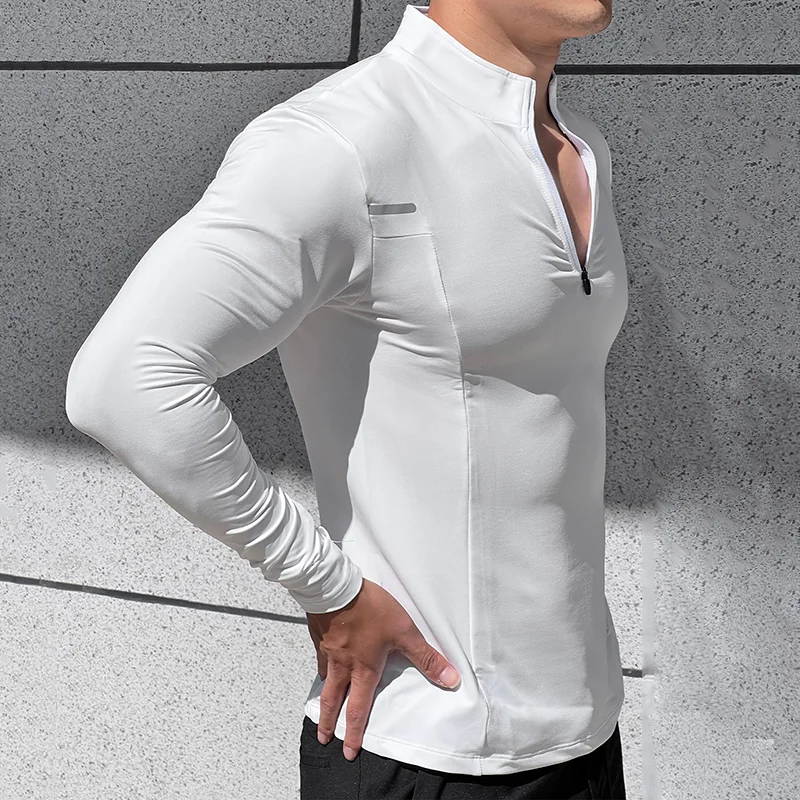 Casual Fitness Tight Zipper T-shirt-inspireuse