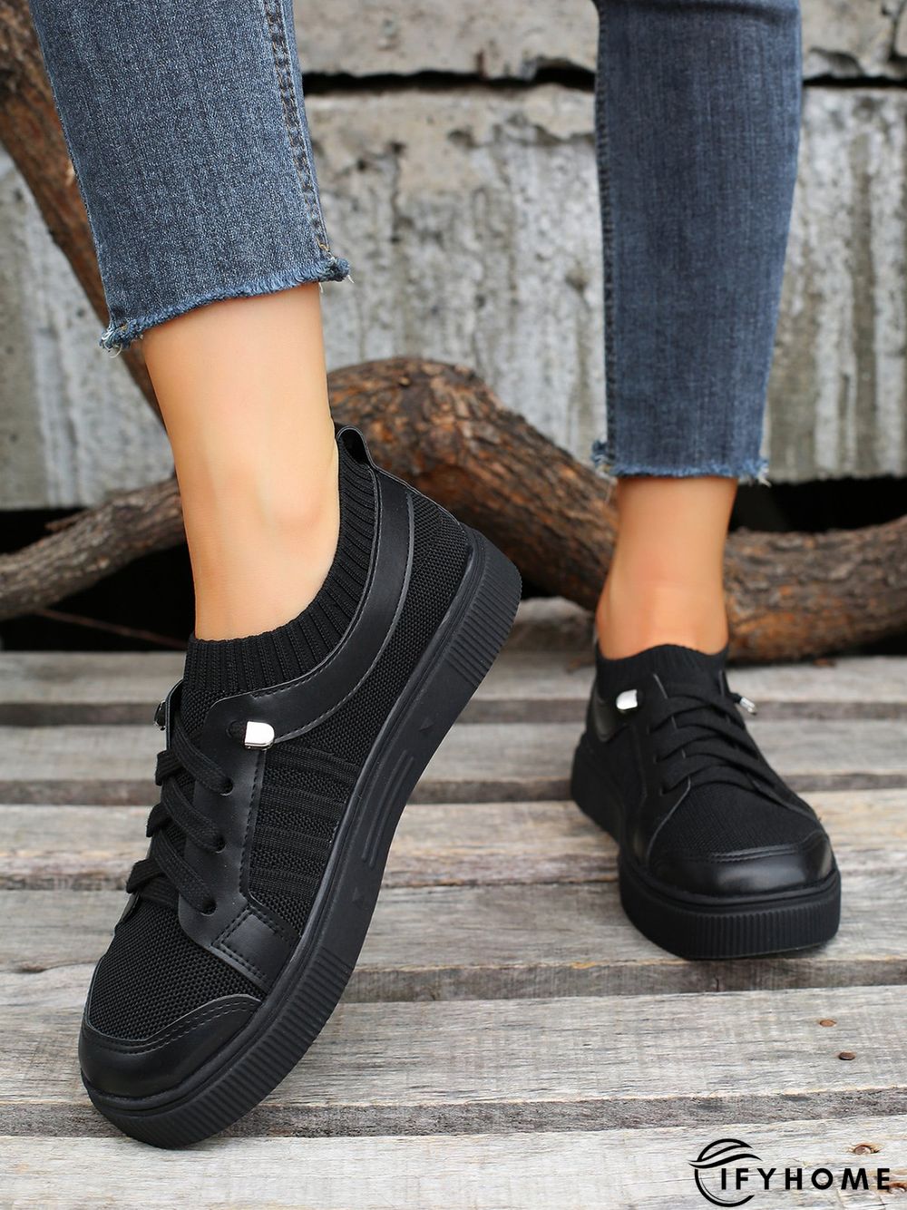 Women's Plain Color Split Joint lip On Fly Woven Shoes | IFYHOME