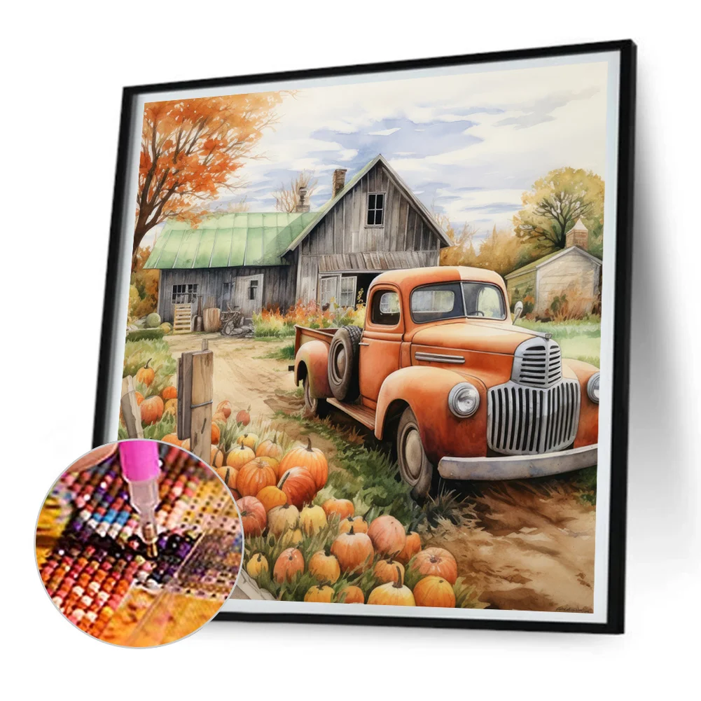 Diamond Painting - Full Round Drill - Farm Vintage Car(Canvas|30*30cm)