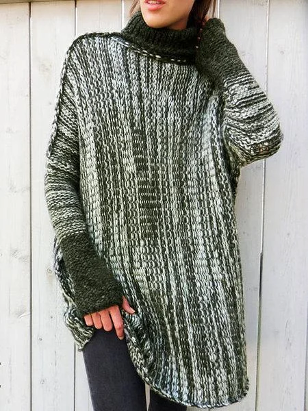 Casual Color-Block Knitted Shift Sweater