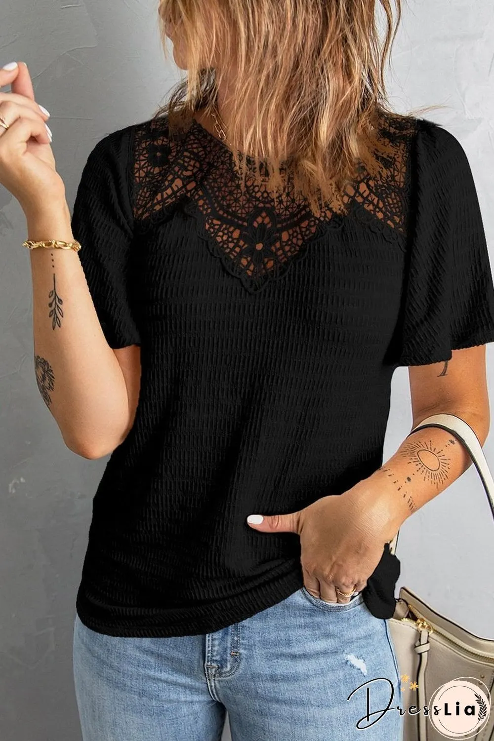 Lady Lace Hollow Yellow Shirt