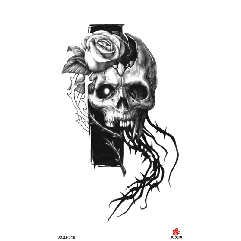 Sdrawing Full Arm Waterproof Tattoo Sticker Totem Animal Skeleton Small Arm Tattoo Sticker 1028-0