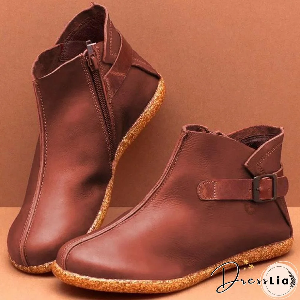 Flat Round Toe Retro Soft Boots