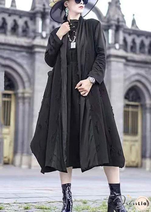 Italian Khaki V Neck Pockets Patchwork Trench Coat Spring