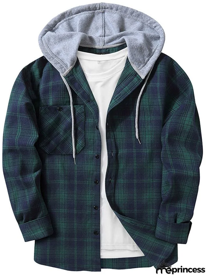 Spring Autumn Men's Trendy Plaid Hoodies