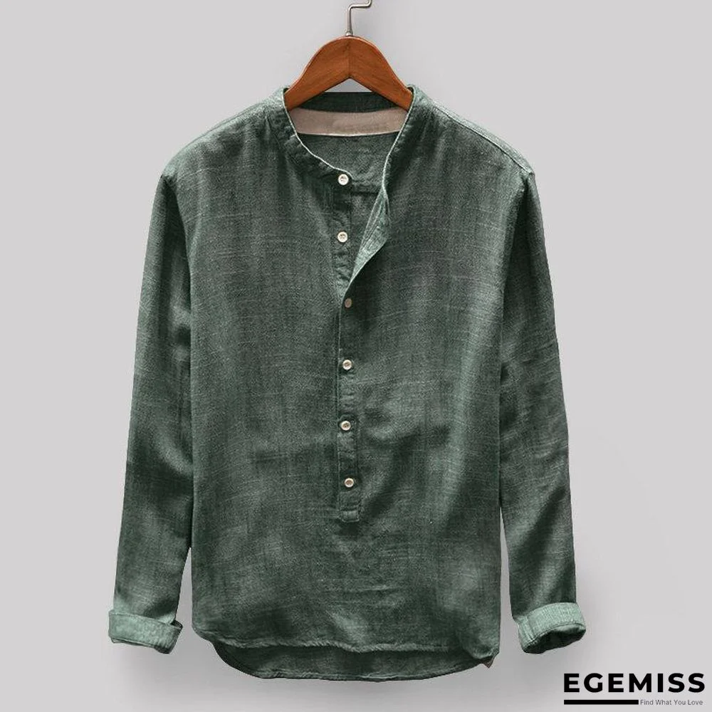 Solid Color Stand Collar Long Sleeve Loose Casual T-shirt | EGEMISS