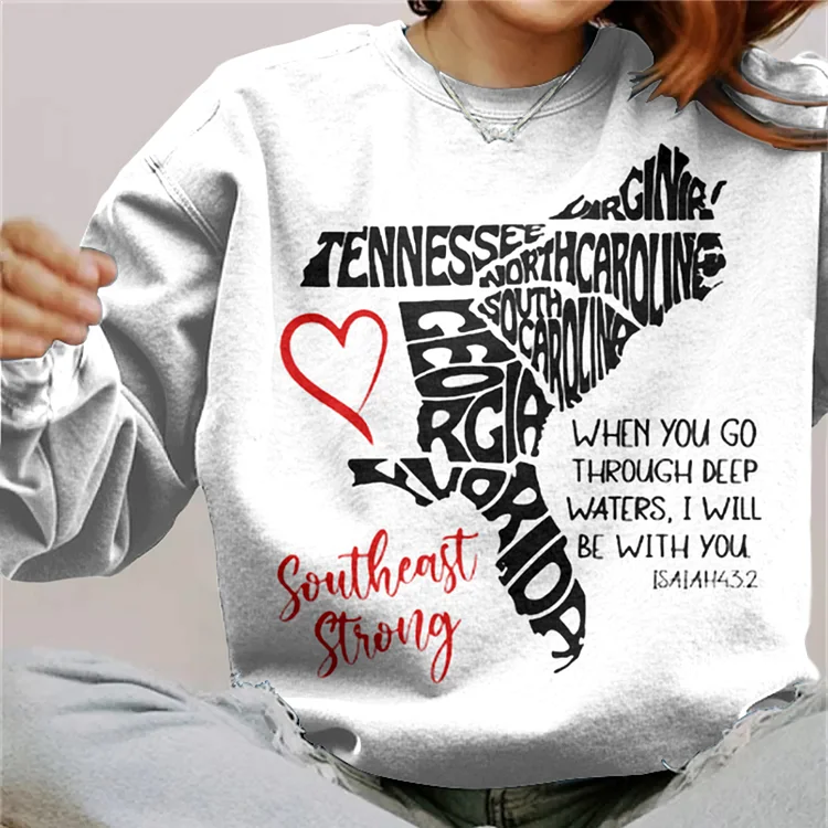 Women's Retro Southeast Strong Hurricane Helene North Carolina Strong Inspired Casual Sweatshirt
