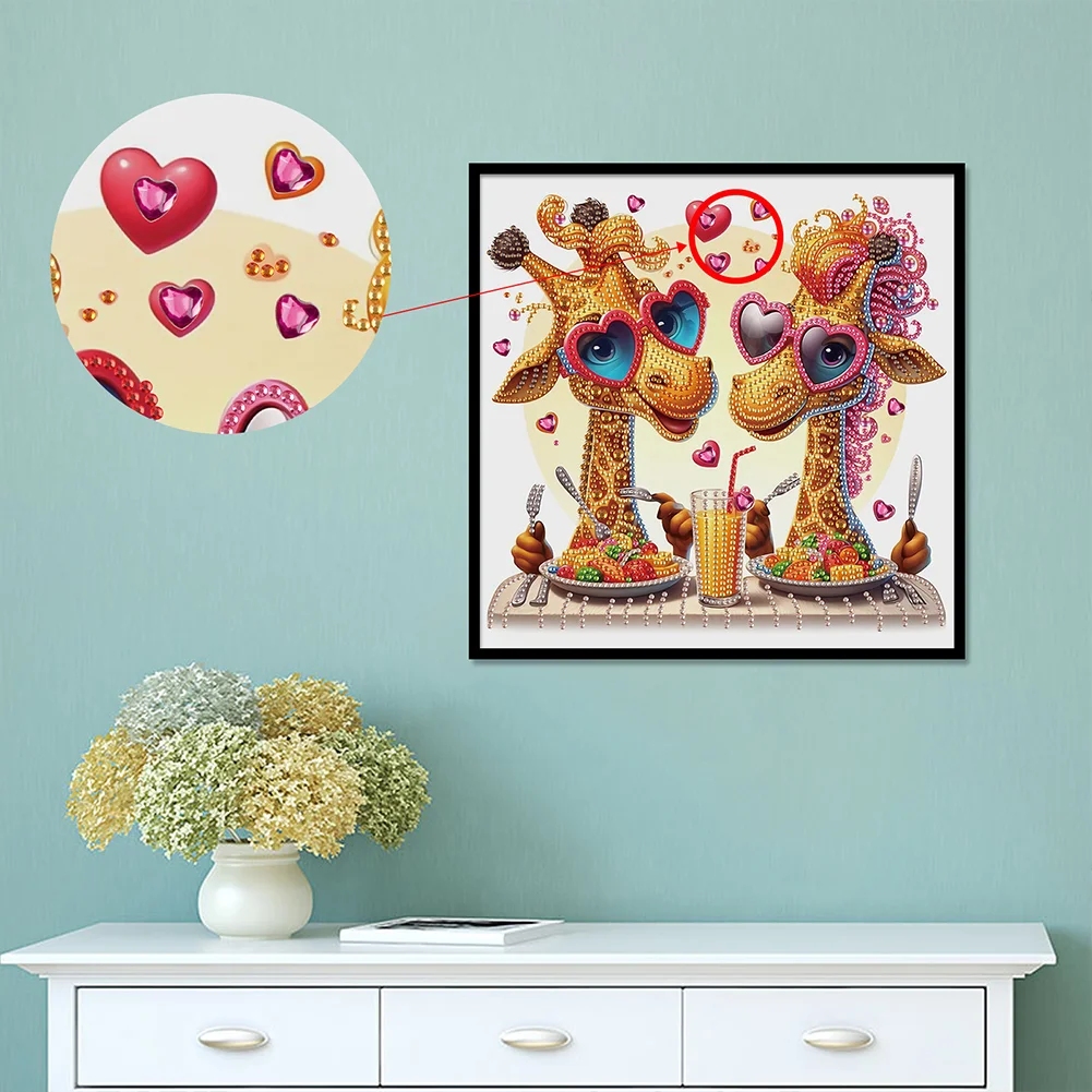 Diamond Painting - Partial Special Shaped Drill - Funny Giraffe(Canvas|30*30cm)