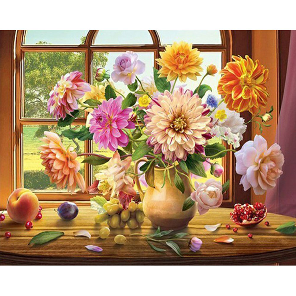 

Window Sill Bouquet - Round Drill Diamond Painting - 40*30CM, Round diamond 40*30cm, 501 Original