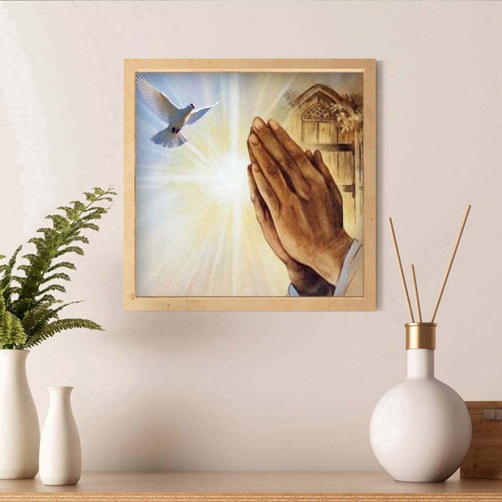 Praying Hands Dove 30*30cm(canvas) full round drill diamond painting