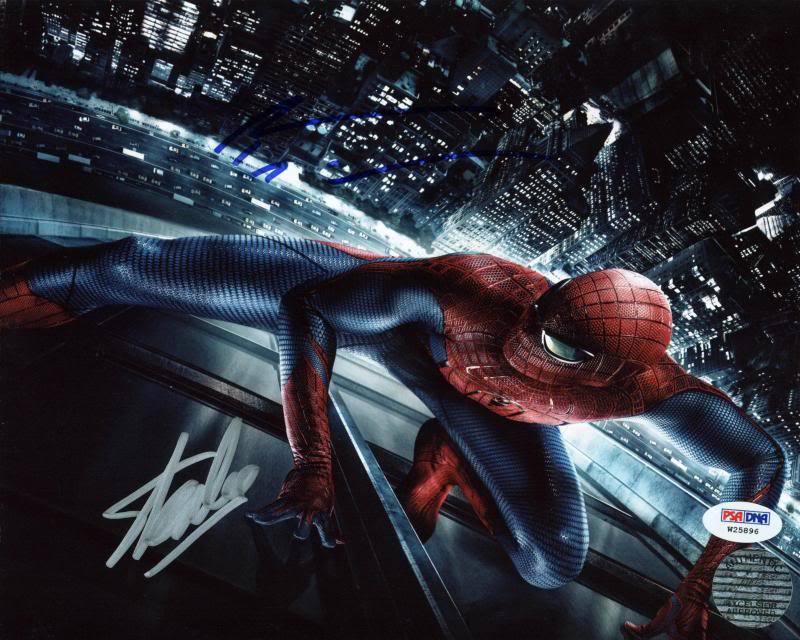 Stan Lee & Andrew Garfield Spider-Man Signed Authentic 8X10 Photo Poster painting PSA #W25896