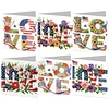 6pcs Diamond Painting Love Independence Day Greeting Card with Envelope for Family Friends Holiday Gift Congratulations