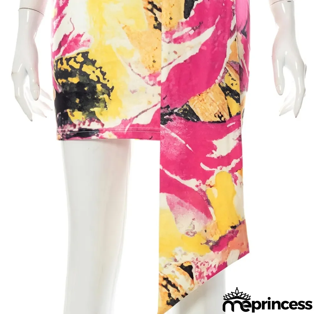 Women Summer Rose Sexy Halter Sleeveless Floral Print Backless Mini Bodycon Dress