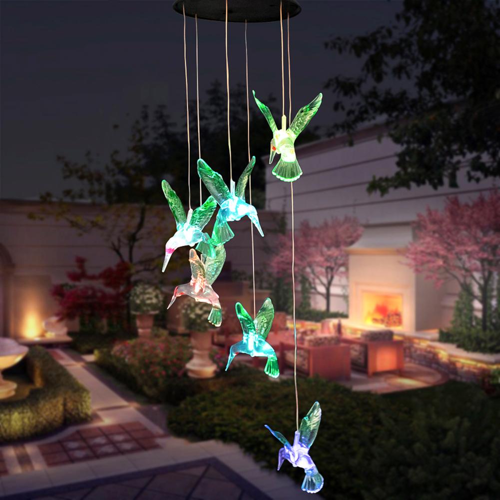 

Solar LED Hummingbird Wind Chime Light Outdoor Color Changing Hanging Lamp, 501 Original