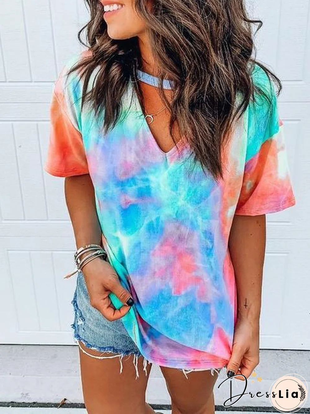 Tie Dye Printed Multicolor T-Shirt