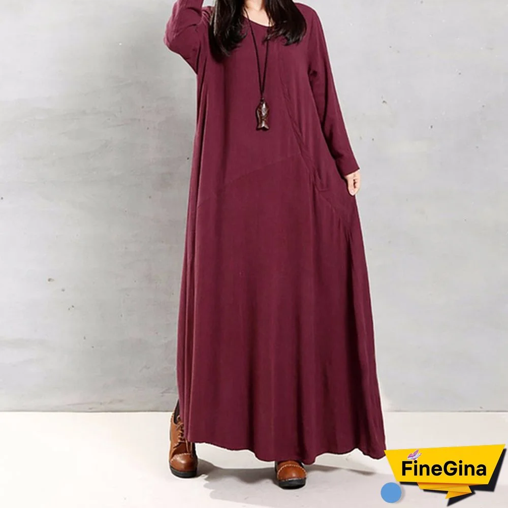 Zanzea Women Autumn Winter Kaftan Caftan Abaya Flare Plus Size Maxi Dress Maxi Dress