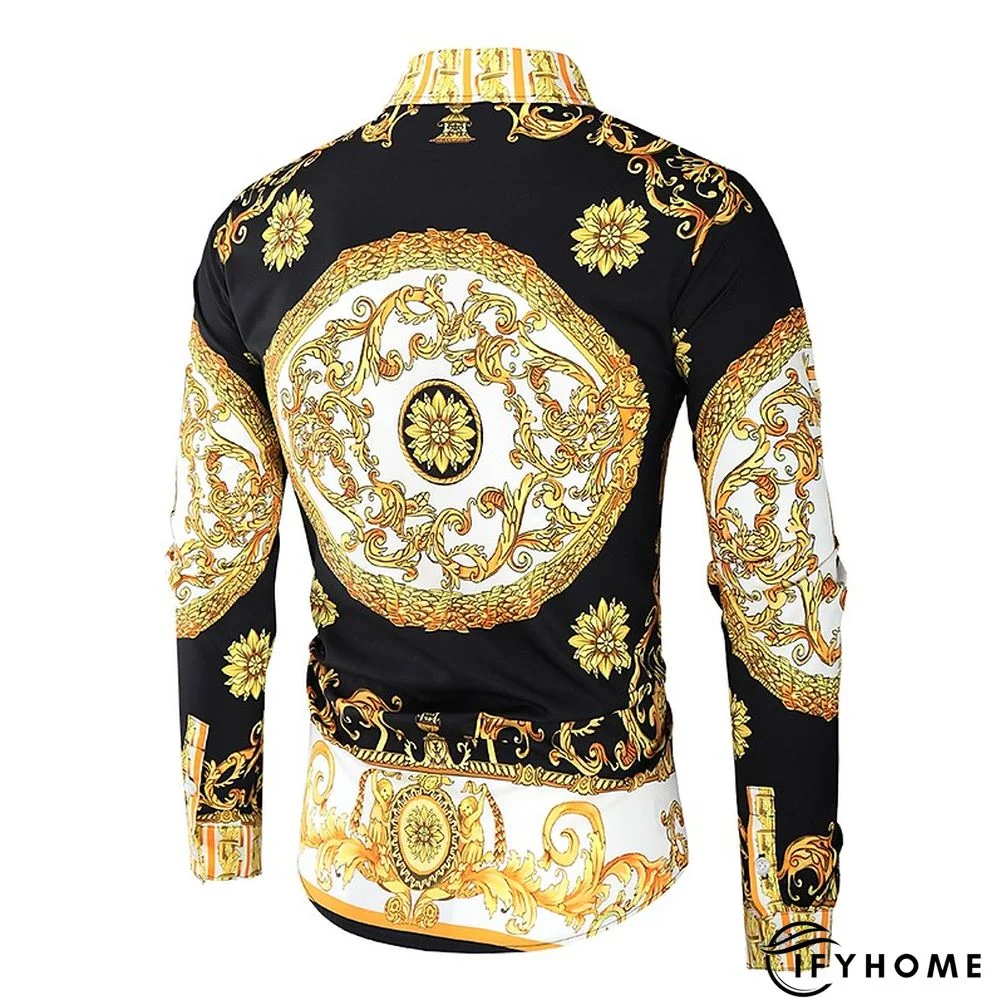 Men's Shirt Prom Shirt Classic Collar Spring &  Fall Long Sleeve Black White Red Geometric Party Casual Clothing Apparel Print | IFYHOME