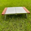Outdoor portable stainless steel folding table anti-fingerprint pattern picnic camping beech BC style single solo table
