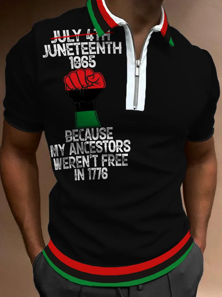 BrosWear Men's Juneteenth 1865 My Ancestors Weren't Free In 1776 Polo Shirt