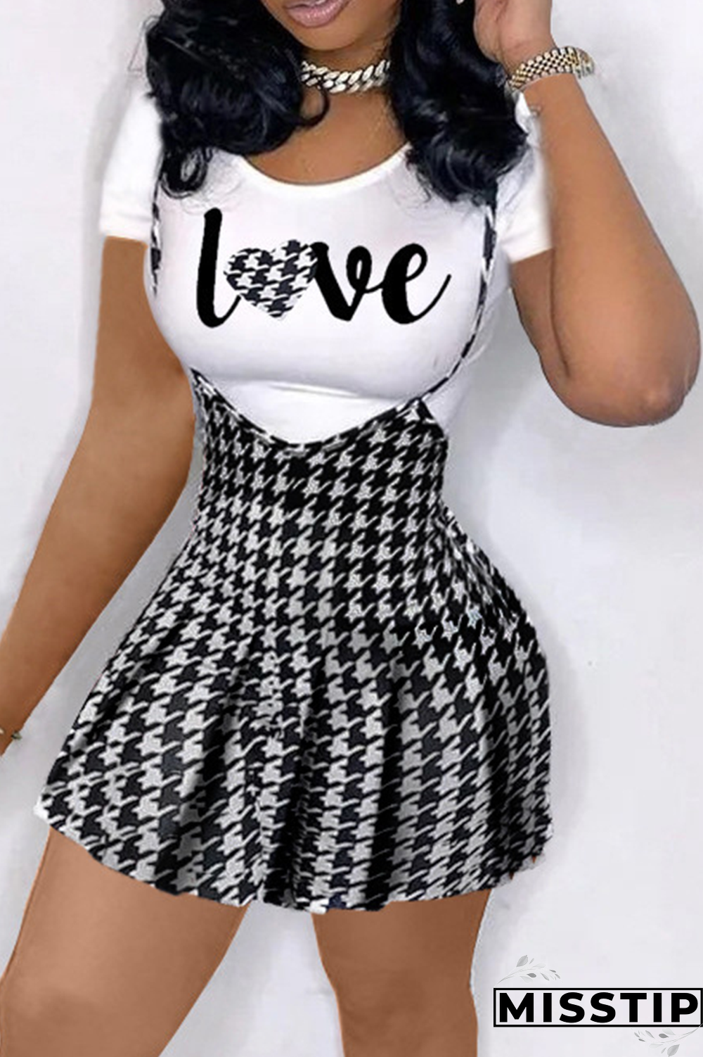 Red Casual Plaid Patchwork O Neck Short Sleeve Two Pieces