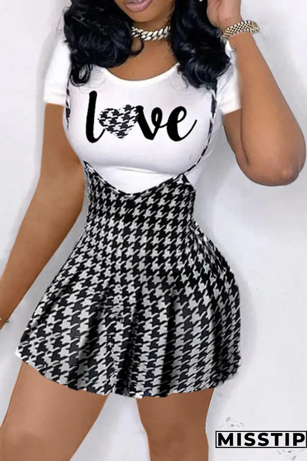 Red Casual Plaid Patchwork O Neck Short Sleeve Two Pieces