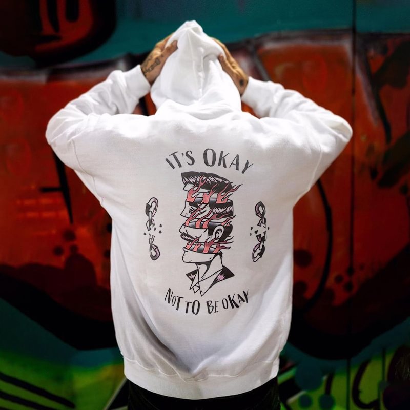 IT'S OK NOT TO BROKEN Printed Men's Casual Hoodie -  
