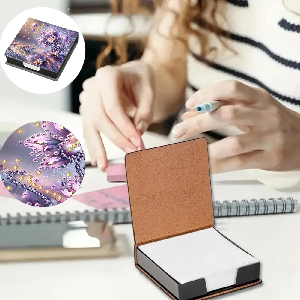 PU Flowers Diamond Painting Notecard Box with Papers for DIY Art Craft