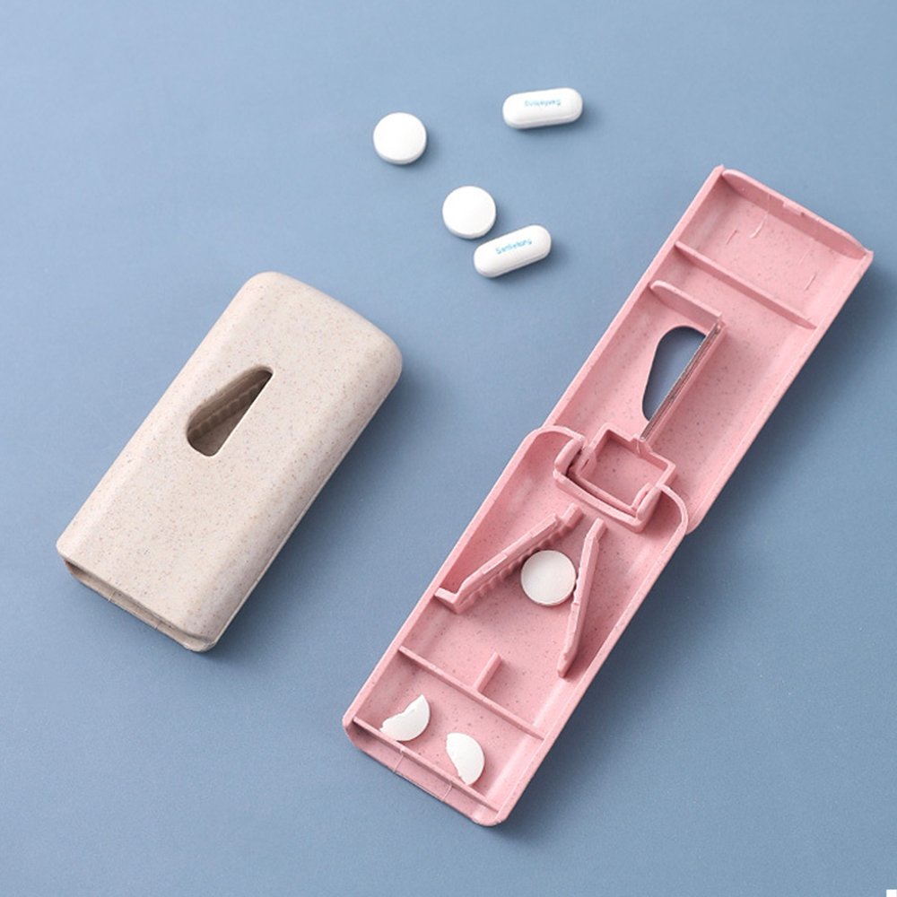 Portable Pill Cutter Box Medicine Drug Storage Crusher Tablet Cutter