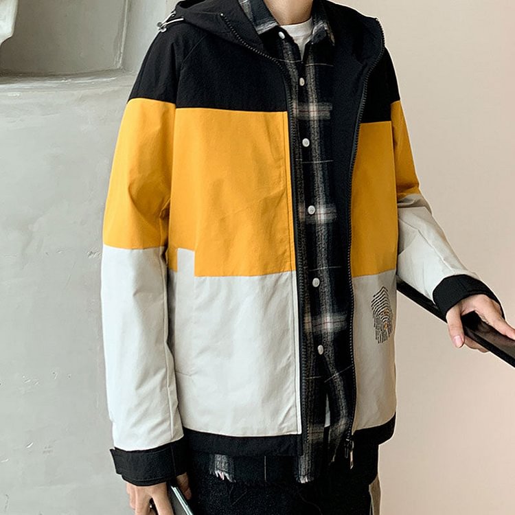 Men's Spring and Autumn Large Size Coat Sports Loose Coat Men's Color Matching Casual Men's Jacket