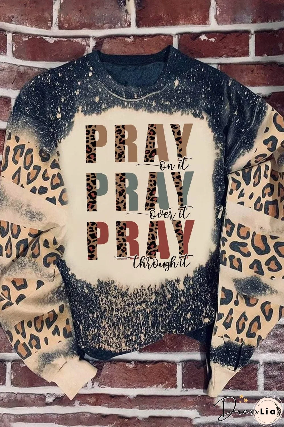 Prayerful Leopard Print Color Block Sweatshirt