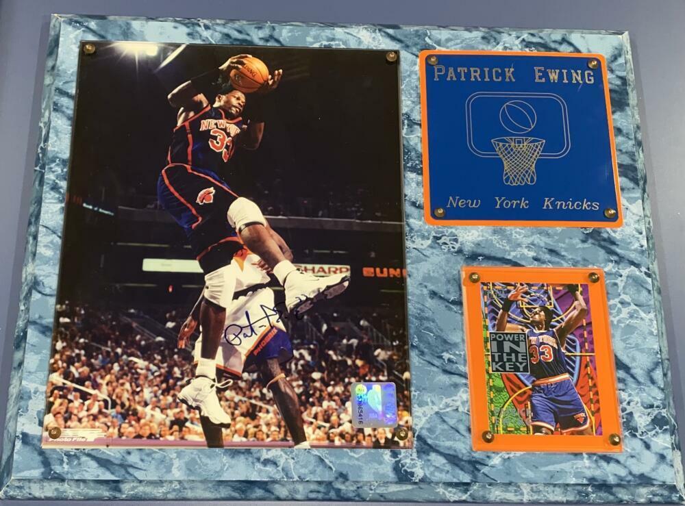 PATRICK EWING SIGNED AUTOGRAPH FRAMED 8X10 Photo Poster painting - NEW YORK KNICKS, STEINER COA