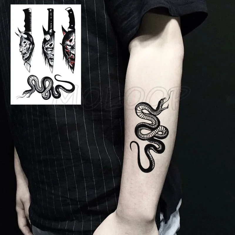Temporary Tattoo Stickers Rudder Anchor Ocean Waves Fake Tatto Waterproof Tatoo Back Leg Arm Belly Big Size for Women Men Girl
