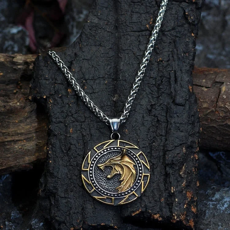 Coutureaura Nordic Wolves Viking Symbol Necklace