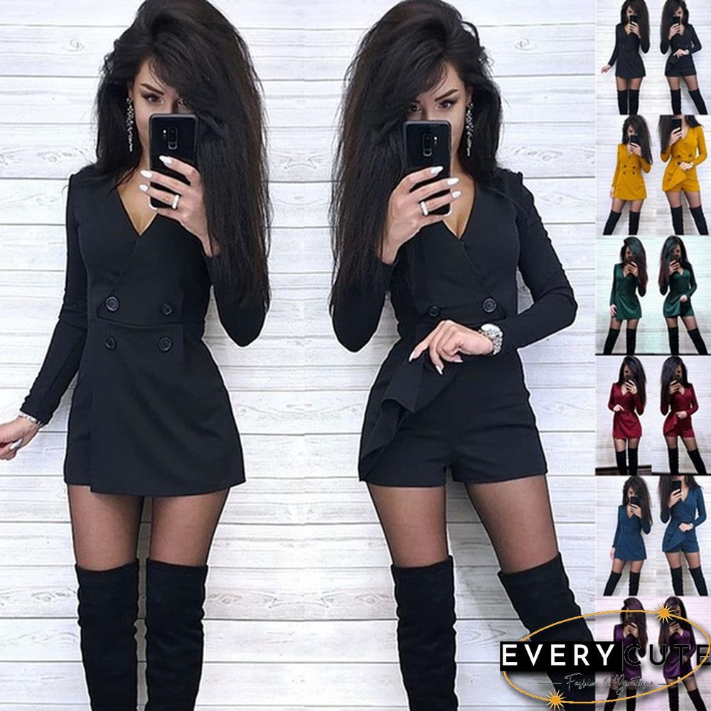 6 Colours V-neck Slim Shorts Skirt Suits Women's Professional Fitness Jumpsuits Rompers