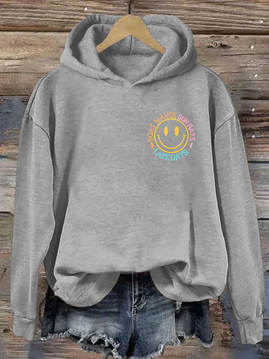 Boat Waves Sun Rays Lake Days Hoodie