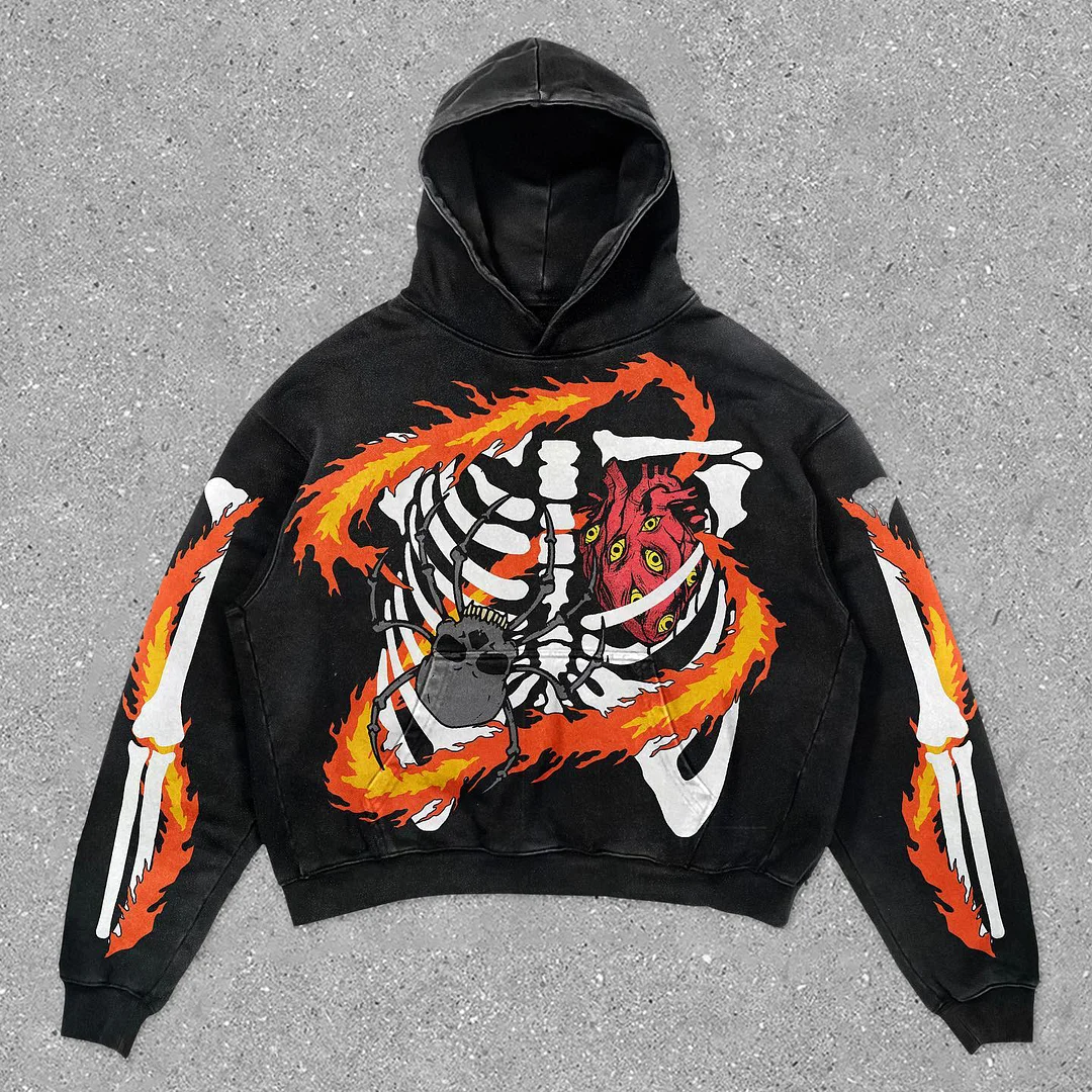  Street style statement print slouchy sports hoodie