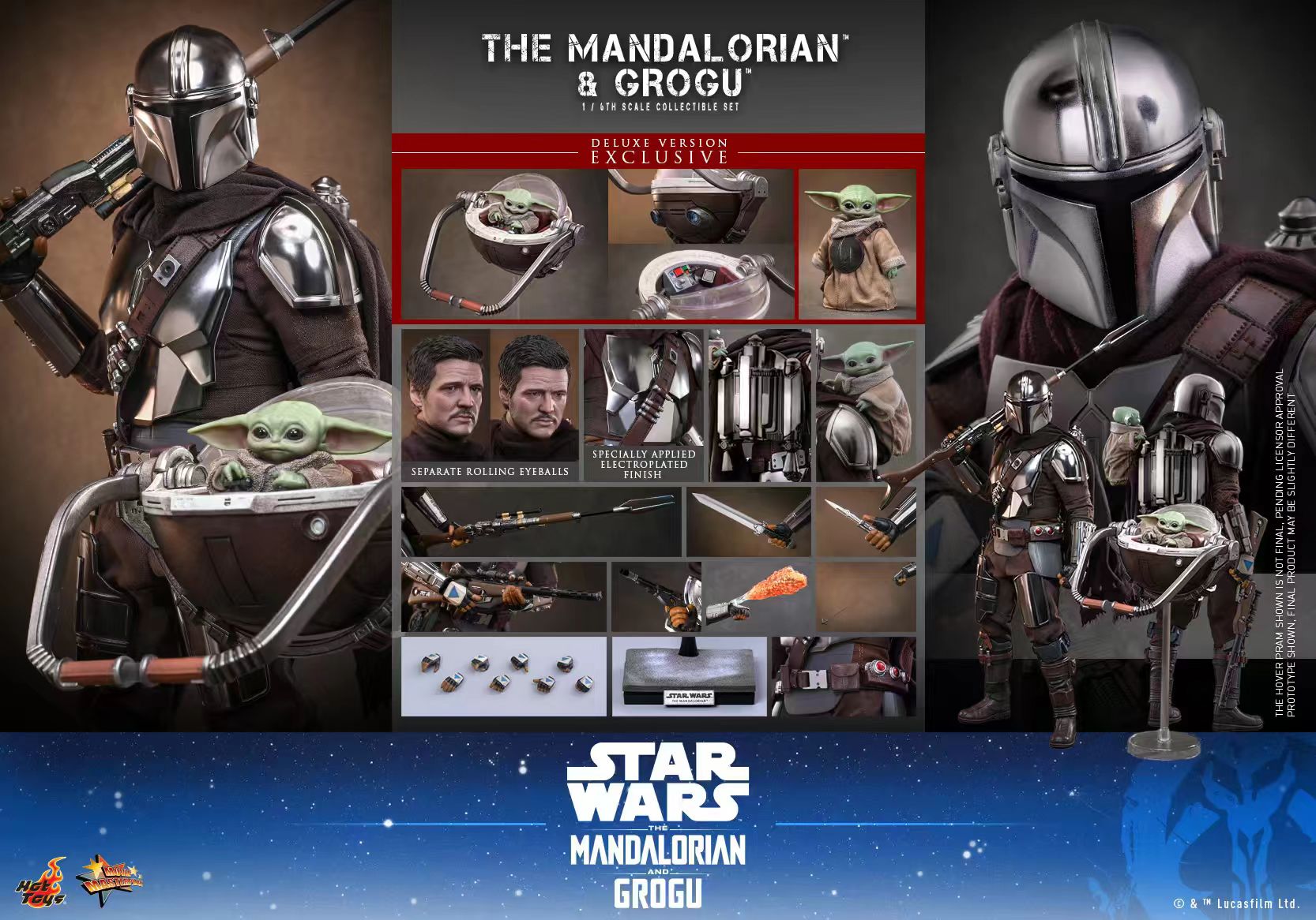 Hottoys - Star Wars: The Mandalorian X Grogu The Mandalorian and Grogu 1/6th scale Collectible Set MMS872-