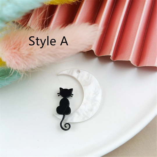 Bulk 10/30 pcs Cartoon Animal Charm Acrylic Cat Moon Charms Pendant for DIY Earring Keychain Pendant Charm Jewelry Making Accessories