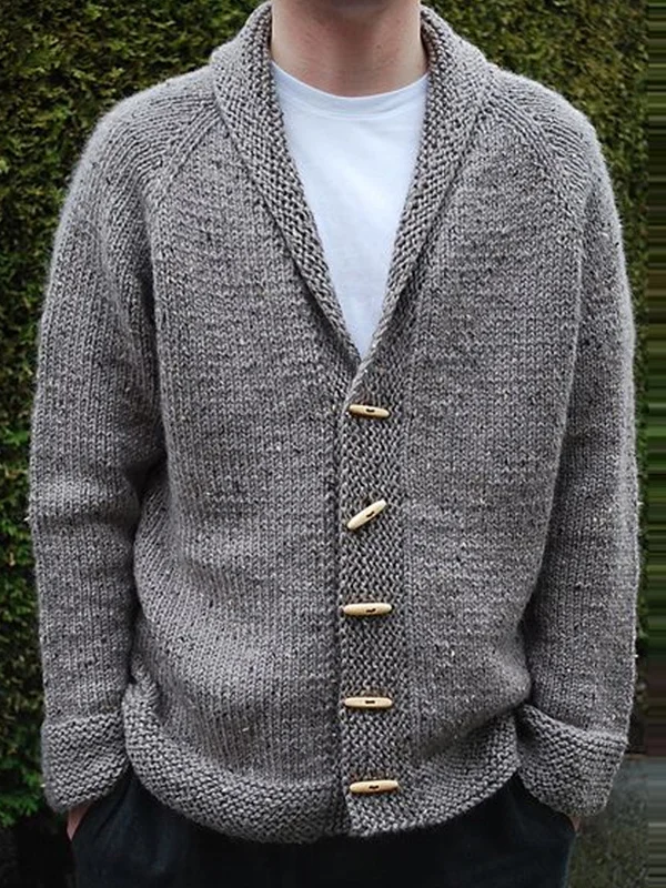 Lapel Knit Cardigan Long Sleeves