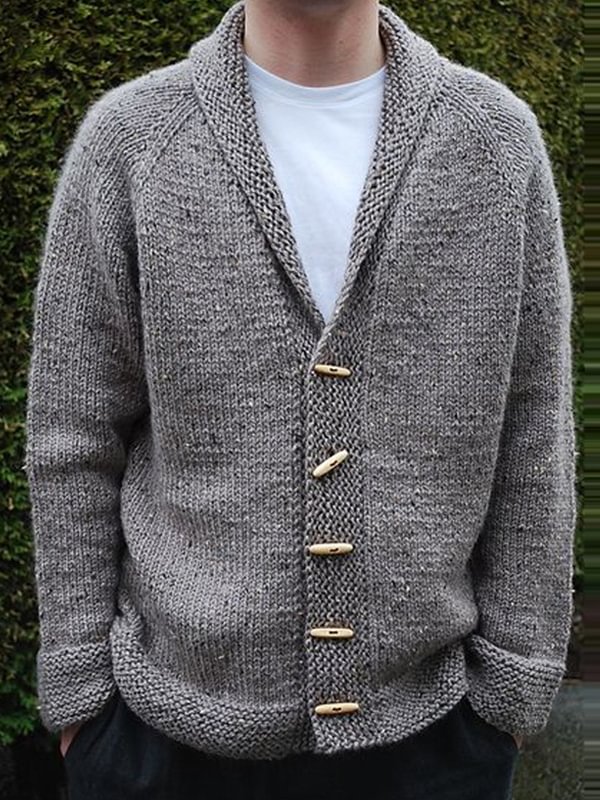 Lapel Knit Cardigan Long Sleeves
