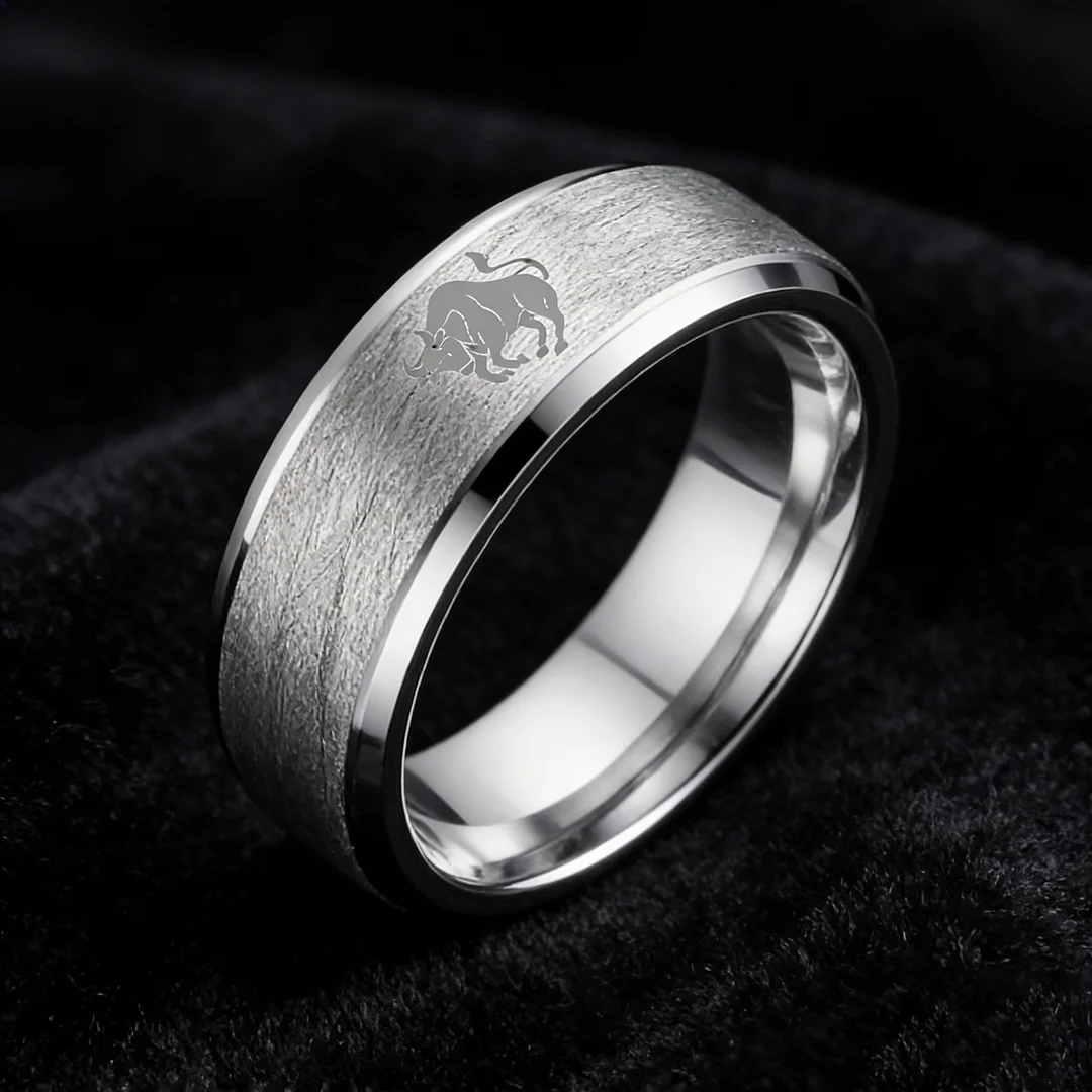 Step Edge Sliver Tungsten Carbide Rings Taurus Couples Tungsten Wedding Bands for Men or Women 4MM 6MM 8MM