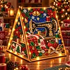 DIY Wooden Diamond Painting Pearl Tent House with Lights, Holiday Tabletop Art Craft Kit with String Lights, Christmas Home Decor Gift