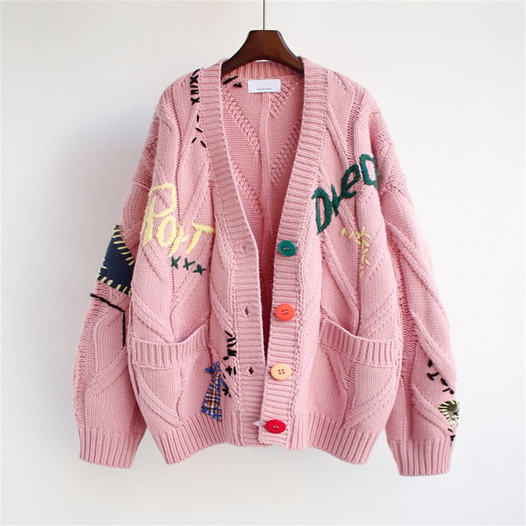 Sweater Women's Lazy Wind Loose Knitted Sweater Coat -vasmok