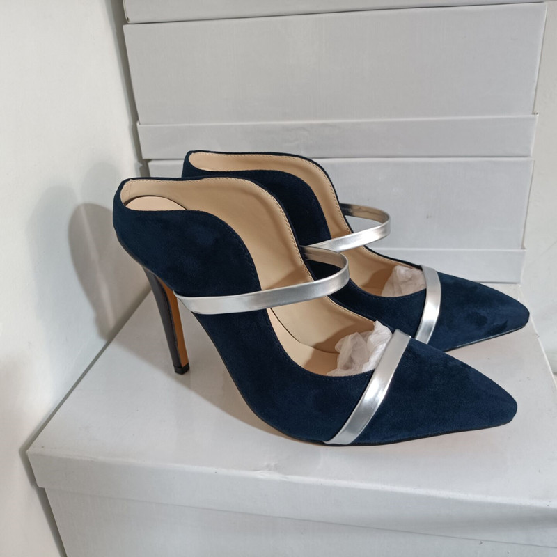 TAAFO Women's Shoes High Heels Show Banquet Shoes Open Heel Shoes Pointed Toe Pumps 