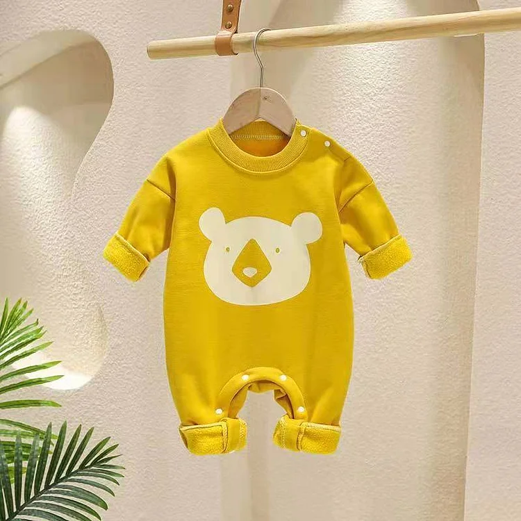 Baby Boy/Girl Bear Pattern Long Sleeve Fluff Romper