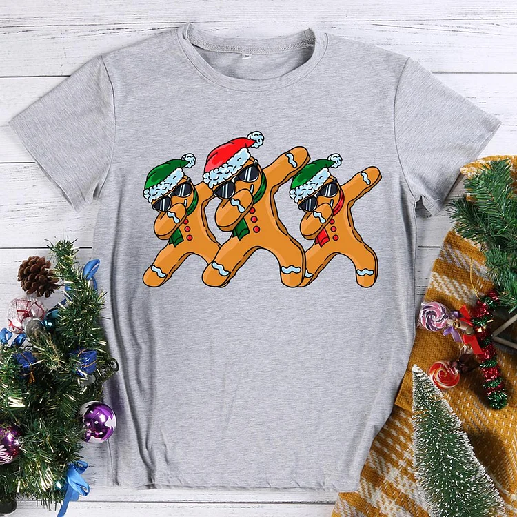 Christmas Ginger Man Cookies Round Neck T-shirt-0019605