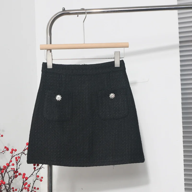 Nigikala Nigikala Goods Small Fragrant Wind Coarse Flowers A Short Skirt Women High Waist Thin Skinny Bag Hip Half-Body Skirt 8996
