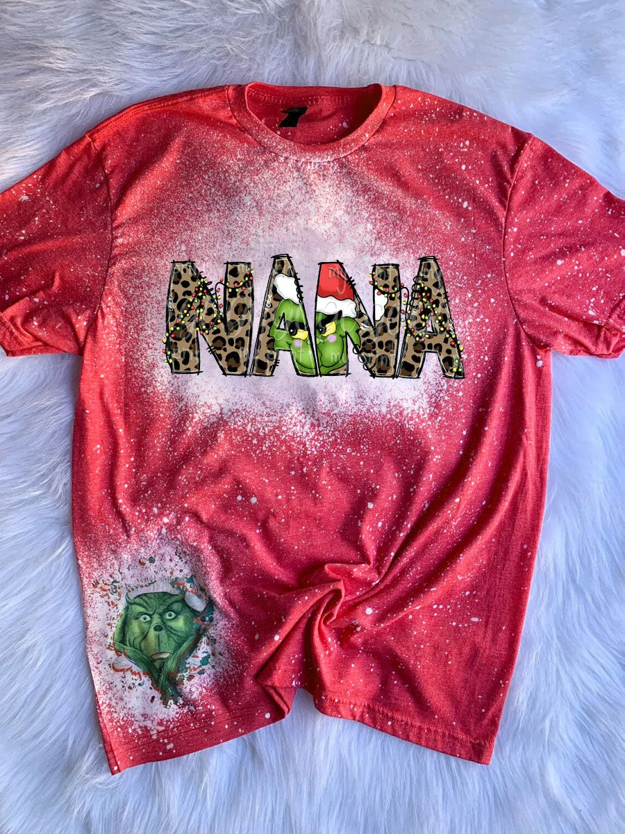 NANA Grinch Face Christmas Tie Dye T-shirt